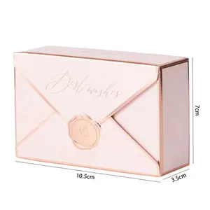 Конверт, Свадебная коробка для подарков, розовая и розовая золотая коробка для конфет, индивидуальная Подарочная коробка с наилучшими пожеланиями