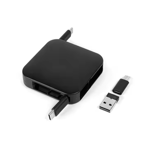 Support carré de stockage pour téléphone portable personnalisé 60W à chargement rapide câble de données rétractable 4-en-1e cadeau avec gaine en TPE - Product Image 1