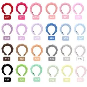 Wholesale Puffy Sponge Washing Face Headbands Terry Towel Cloth Makeup Skincare Bubble Soft Hairband For Women Girls