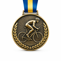 Médailles de sport personnalisées en alliage de zinc 3D, bronze antique, pour vélo, course cycliste, marathon, avec ruban