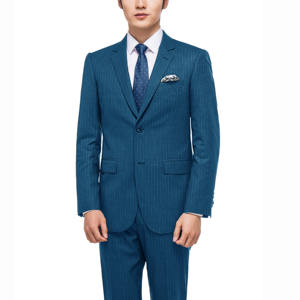 Traje de Hombre de Calidad Superior, Chaqueta Gris Oscuro con Rayas Finas, Solapa de Muesca, Cierre de un Botón, Tela TR, Blazer, Traje de Novio - Product Image 2