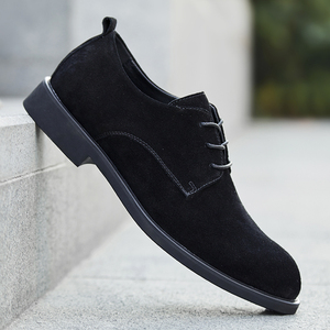 Abito da <span class=keywords><strong>uomo</strong></span> Derby uniforme <span class=keywords><strong>scarpe</strong></span> Oxford alla moda pulisci a colori bassi con lacci in finta pelle scamosciata formale a punta da lavoro - Product Image 4