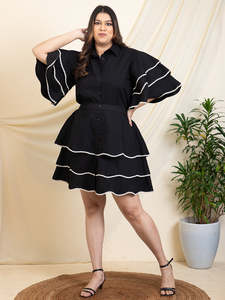 Women's Solid Thigh Length Shirt With Skirt <b>Ruffle</b> Sleeve Cord Set For Women Cotton Jumpsuits Western <b>Dress</b> for Women Stylish - Product Image 4