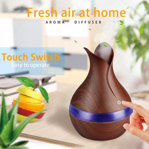 YX-188 Mini USB Humidifier 300Ml Wood Grain Design Office Desk Use Fog Type With Led Lights - Product Image 4