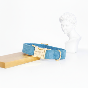 Collier et laisse en cuir à rivets personnalisés avec nœud papillon en velours côtelé pour mariage de chien garçon - Product Image 1