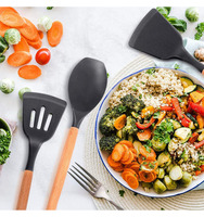 Vente flash - Ensemble d'ustensiles de cuisine en silicone écologiques de luxe avec manches en bois, plus de 20 pièces pour la cuisine à domicile