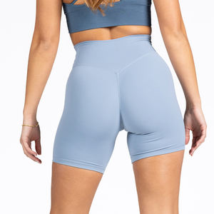 Ropa deportiva personalizada, pantalones cortos de yoga transpirables de cintura alta sin costura frontal, pantalones cortos deportivos de motorista para mujer - Product Image 1