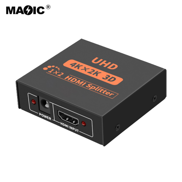 Ready to Ship Black Color 4K Ultra HD HDMI Splitter 1x2 HDMI Splitter 1 in 2 Out for Xbox DVD HDTV PC Laptop TV