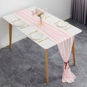Chemin de table rose en mousseline de soie personnalisé pour mariage et banquet, vente en gros - Product Image 6
