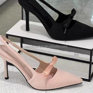 High Quality Women's Slingback High Heels, Pointed Toe Patent <b>Leather</b> Bow <b>Pumps</b> with <b>Soft</b> Insole - Product Image 2