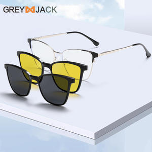 Lunettes de soleil magnétiques pour femmes, monture en acier inoxydable, verres TAC, protection anti-UV, polarisées, protection contre la lumière bleue, ensemble miroir 6312 - Product Image 2