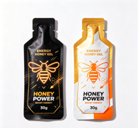Sachets personnalisés de qualité alimentaire, forme spéciale, style bouteille de gel énergétique au miel, sacs d'emballage imprimés sur mesure