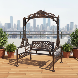 Chaise à <span class=keywords><strong>bascule</strong></span> <span class=keywords><strong>double</strong></span> en aluminium moulé pour l'extérieur, design moderne, pour patio, <span class=keywords><strong>jardin</strong></span>, balcon, cour, chaise à <span class=keywords><strong>bascule</strong></span> suspendue, <span class=keywords><strong>lit</strong></span> à <span class=keywords><strong>bascule</strong></span> - Product Image 2