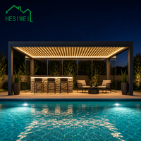 Fabricant de pergolas en aluminium sur mesure HESIWEI, pergola bioclimatique à toit à lamelles, usine chinoise OEM, extérieur