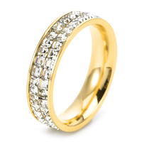 Bague élégance de luxe en acier inoxydable or 18 carats Nouvelle vente en gros de diamants de taille princesse en zircon dégradé coloré à double rangée
