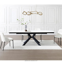 Allemagne Marché 3mm Chine Table de salle à manger extensible en céramique avec siège pour 8 personnes Fabriqué par une jambe de quincaillerie en fer métallique avec du noir