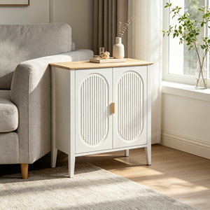 Buffet moderne avec rangement, meuble de rangement à arceaux cannelés avec étagère réglable, bar à café pour salle à manger et salon - Product Image 5