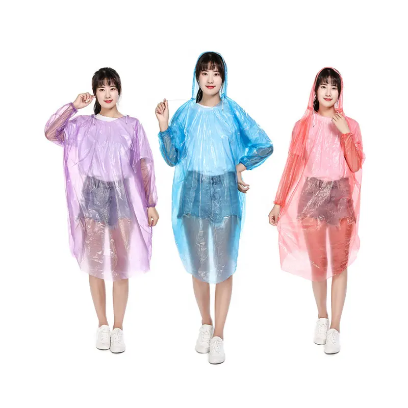 Polar Everest Plastic Regenjas Pe Waterdichte Wegwerp Poncho Regenjas Nood Regenjas Voor Volwassenen