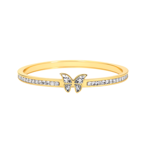 Brazalete de Moda en Acero Inoxidable 316L con Baño de Oro PVD, Diseño de Mariposa con Incrustaciones de Cristal para Mujer - Product Image 2