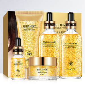 Set de Cuidado de la <span class=keywords><strong>Piel</strong></span> con Colágeno y Caracol Dorado 24K, Oro Puro, Crema Facial y Serum con Efecto Reparador de Lujo Real - Product Image 1