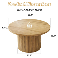 Meuble TV à portes coulissantes cannelées de 63 po et ensemble de table basse ronde de 35,4 po pour salon