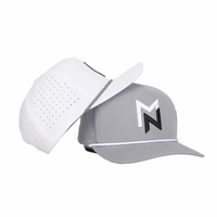 Casquette de baseball à 5 panneaux avec logo brodé personnalisé, perforations laser respirantes, détails en corde, casquette de sport pour hommes et femmes