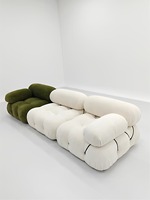 Canapé caméléon de style Wabi-Sabi, revêtement en chenille crème, convertible, en forme de L, modulaire, pour petits salons