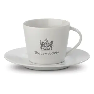 Tazza in porcellana con piattino personalizzabile per merchandising - Product Image 1