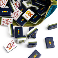 Set Ubin Mahjong Amerika Hijau Mewah Abad Pertengahan 160 Ubin Koleksi Desainer Retro Modern Premium Akrilik Berukir