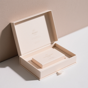 Boîte cadeau de luxe personnalisée avec logo en relief et insert en velours pour parfums, cosmétiques et bijoux - Product Image 1