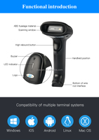 Escáner de código de barras de mano con cable USB 2D CMOS para supermercado, almacén, lector de código de barras QR y 1D con disponibilidad OEM