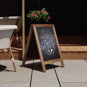 Pizarra de madera plegable negra, tipo A-frame, rústica, de pie, para acera - Product Image 6