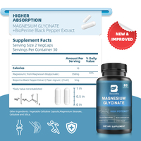 BEWORTHS Capsules de glycinate de magnésium Complément alimentaire 60 capsules 2 capsules par jour pour le sommeil, la santé des articulations et des muscles, le stress