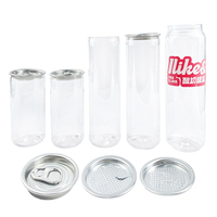 Boîte en PET personnalisée avec couvercle pour boisson en conserve. Boîte scellée transparente pour bière, soda et boissons de 250 ml, 330 ml, 375 ml, 500 ml