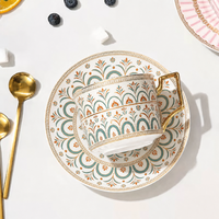 Ensemble tasse à café et soucoupe de luxe à bord doré, en porcelaine fine écologique, 250 ml, personnalisable, pour cadeau de mariage