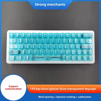 Teclado Mecánico con 139 Teclas Transparentes ABS, Color Azul Glaciar, Luz Verde Transparente Frontal, Teclas Transparentes