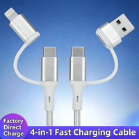 Câble de charge rapide multi-PD 4 en 1 OEM 2 à 2C, câble de charge universel pour téléphone en nylon tressé pour iPhone, type C, tablette Android