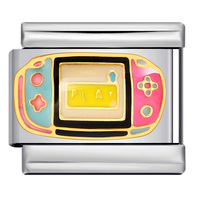 En gros, Breloques en émail et en acier inoxydable, thèmes Jeux (Jetons de poker, Machines à sous, Tetris), Breloques italiennes pour bracelets et fabrication de bijoux