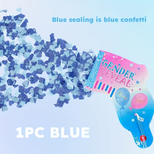 Pistola <span class=keywords><strong>Sparacoriandoli</strong></span> Ecologica in Farina di Mais per Rivelazione del Sesso, Palloncino a Forma di <span class=keywords><strong>Cuore</strong></span> Rosa Blu, <span class=keywords><strong>Sparacoriandoli</strong></span> Universale per Feste e Baby Shower - Product Image 6