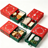 Boîte cadeau de Noël personnalisée, boîte coulissante en papier pliable rouge et verte imprimée pour l'emballage de cadeaux de Noël