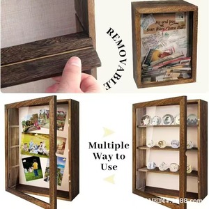 Wooden Photo Frame Storage <b>Box</b> Black Rectangle Durable <b>Shadow</b> <b>Box</b> Display Case For Dried Flowers And Memories - Product Image 4