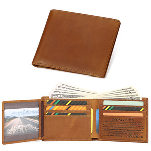 Genuine Leather Mens <strong>Wallet</strong> RFID Personalized Card Holder <strong>Wallets</strong> for Son Grandson Trifold High Quality Money Bags Perfect Gift - Product Image 1