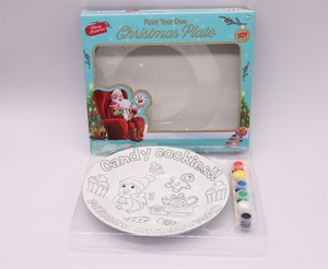 8,19 pulgadas sin pintar pintura hecha a mano DIY niños artesanía cerámica plato Navidad personalizado Santa Claus Reno porcelana dibujos animados - Product Image 6