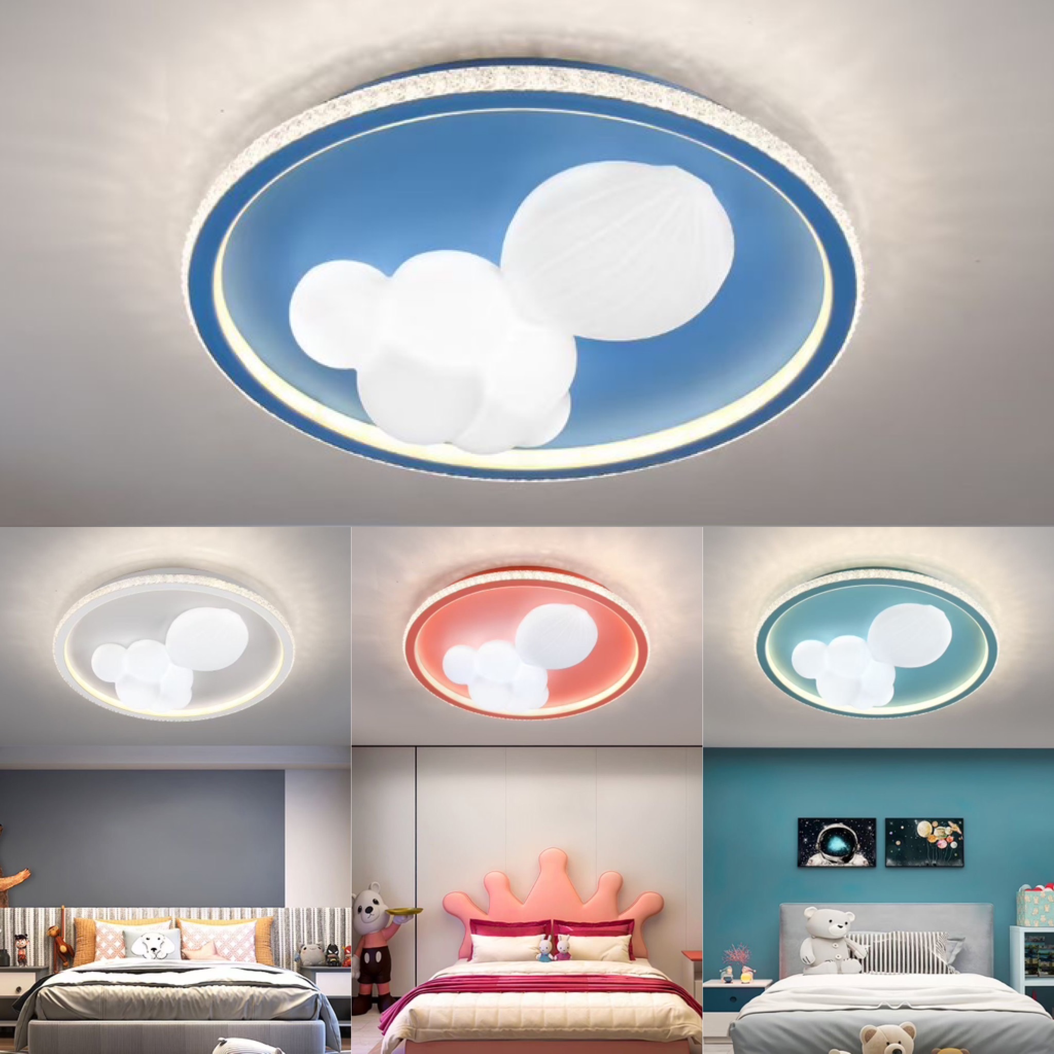 Modern Indoor LED Ceiling Light for Children's Bedrooms Romantic White ...