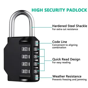 1pc Combination Lock Resettable 4 Digit <b>Padlock</b> with Combination Waterproof and Heavy Duty Combination <b>Padlock</b> Outdoor - Product Image 2