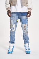 OEM FOG Privé Bleu Marque de Mode Drop Shipping Stock Déchiré Écussons de Broderie Jeans