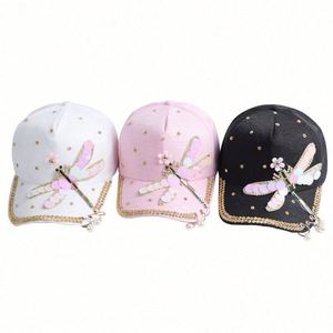 Casquette de baseball élégante à 5 panneaux, à visière courte, ornée de strass en faux cristal, vente en gros - Product Image 3