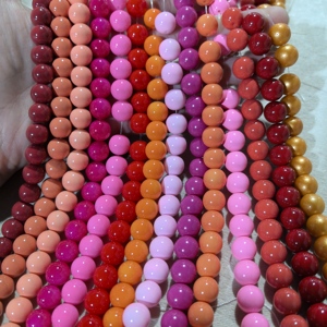 10mm cam boncuk Diy aksesuarları moda düz renk kırmızı sıcak pembe destek dekorasyon için dağınık boncuklar el yapımı bilezik boncuk - Product Image 6