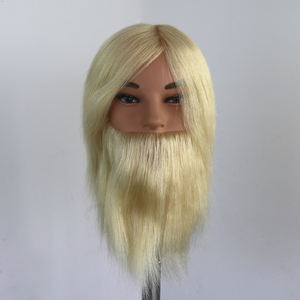 Tête d'entraînement Mannequins de coiffure en cheveux humains pour salon de coiffure <span class=keywords><strong>homme</strong></span> tête de mannequin d'entraînement avec moustache à barbe - Product Image 2