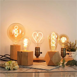 Rustic Wooden <b>Table</b> Lamp <b>Light</b> Home Decor Farmhouse Style Bedside Lamp For Living Room Shelf - Product Image 3